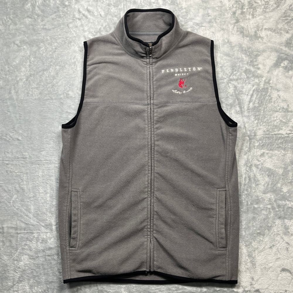 Pendleton Whisky‎ Let'er Buck Fleece Vest Mens Gray Full Zip Logo Pocket M